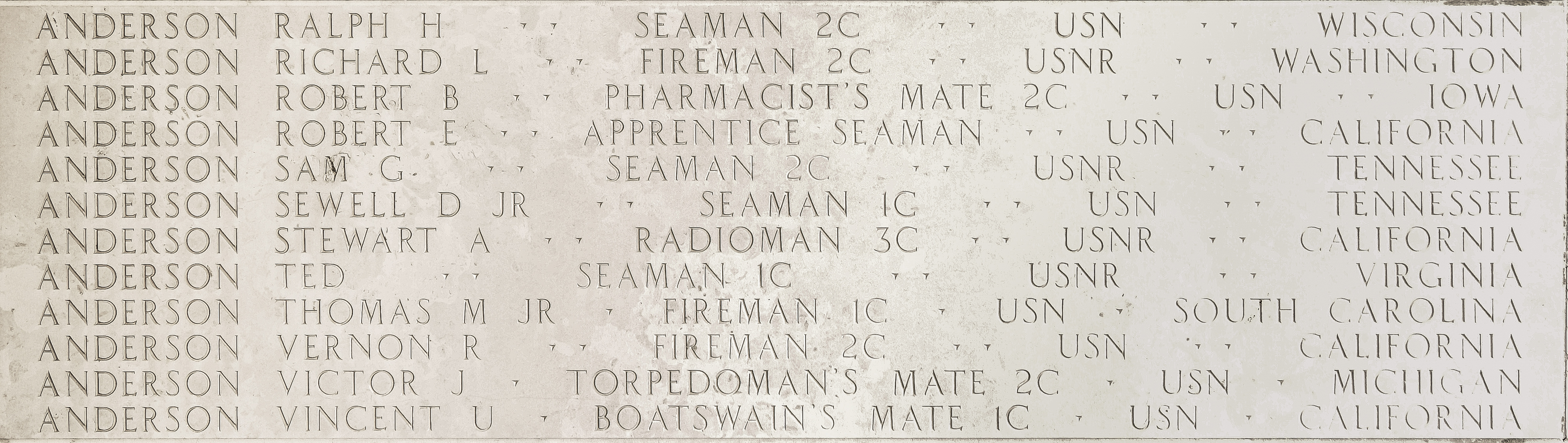 Robert B. Anderson, Pharmacist's Mate Second Class